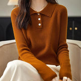 Merino Wool Polo Neck Pullover Sweater