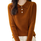 Merino Wool Polo Neck Pullover Sweater