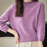 100% Merino Wool Mockneck Half Sleeve Sweater