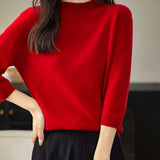100% Merino Wool Mockneck Half Sleeve Sweater