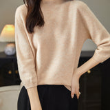 100% Merino Wool Mockneck Half Sleeve Sweater