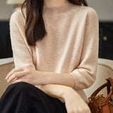 100% Merino Wool Mockneck Half Sleeve Sweater