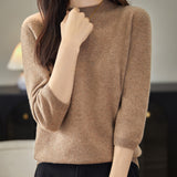 100% Merino Wool Mockneck Half Sleeve Sweater