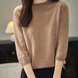 100% Merino Wool Mockneck Half Sleeve Sweater