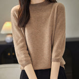 100% Merino Wool Mockneck Half Sleeve Sweater