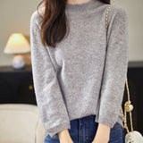 100% Merino Wool Mockneck Half Sleeve Sweater