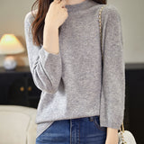 100% Merino Wool Mockneck Half Sleeve Sweater
