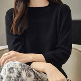 100% 메리노 울 목넥 하프 슬리브 스웨터