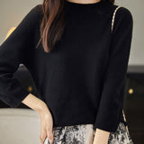 100% Merino Wool Mockneck Half Sleeve Sweater