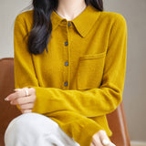 100% 메리노 울 폴로넥 카디건 스웨터