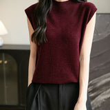 100% Merino Wool Casual Mock Neck Knit Vest