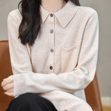 100% 메리노 울 폴로넥 카디건 스웨터