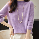 100% Merino Wool Mockneck Half Sleeve Sweater