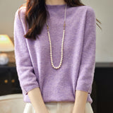 100% Merino Wool Mockneck Half Sleeve Sweater