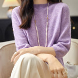 100% Merino Wool Mockneck Half Sleeve Sweater