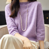 100% Merino Wool Mockneck Half Sleeve Sweater