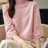 100% Merino Wool Mockneck Half Sleeve Sweater