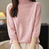 100% Merino Wool Mockneck Half Sleeve Sweater