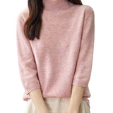 100% Merino Wool Mockneck Half Sleeve Sweater