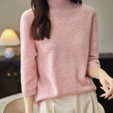 100% Merino Wool Mockneck Half Sleeve Sweater