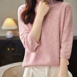 100% Merino Wool Mockneck Half Sleeve Sweater