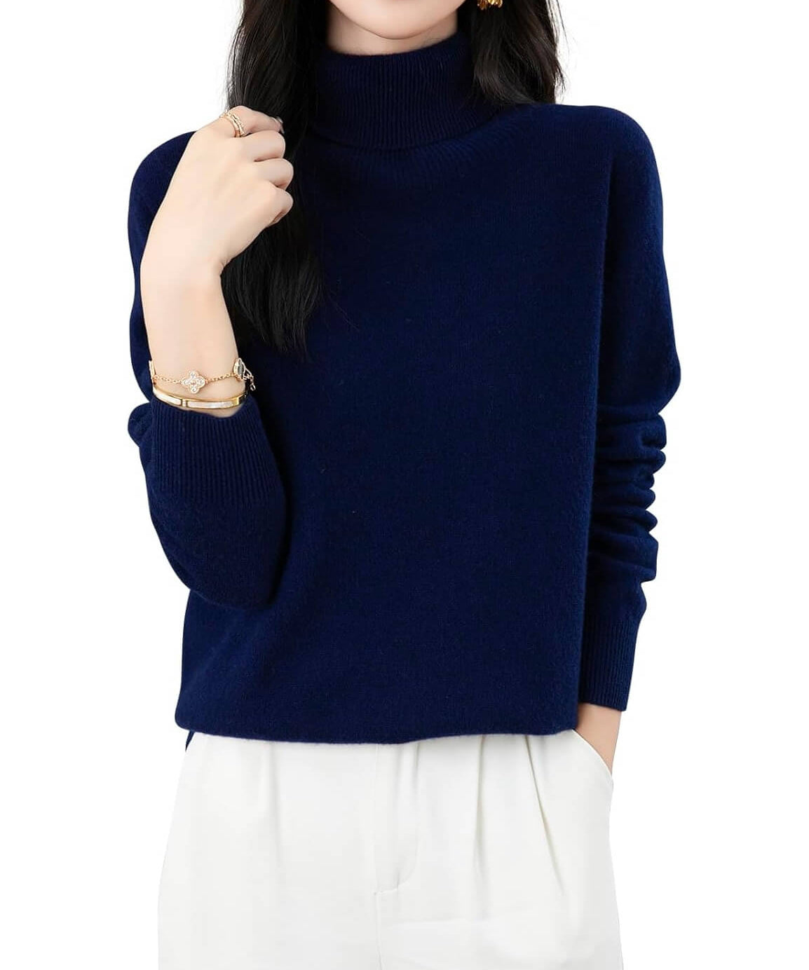 100% Merino Wool Seamless Turtleneck Sweater
