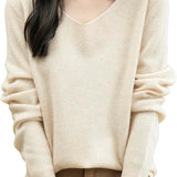 Chanyarn Women's 100% Merino Wool V Neck Sweater 2025 First-Line Ready to Wear Casual Long Sleeve Seamless Knit Sweater