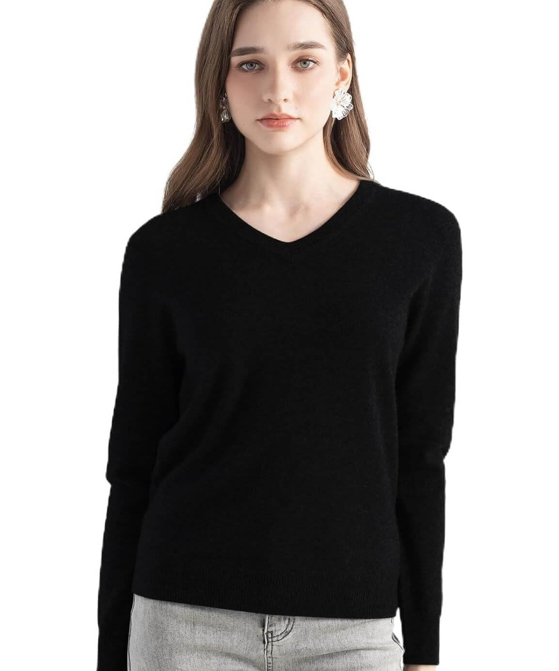 Mongolian Cashmere V-Neck Sweater