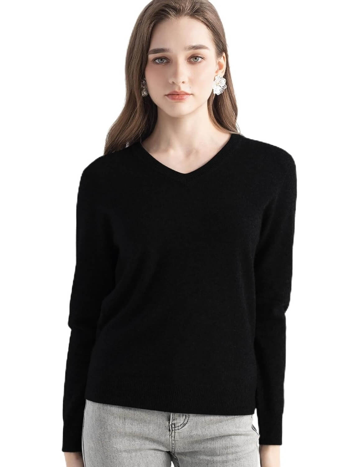 Mongolian Cashmere V-Neck Sweater