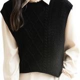 Chanyarn Women's 100% Merino Wool Sweater Vest 2025 Fall Winter Casual Crewneck Cable Sleeveless Knit Sweater Tank Tops