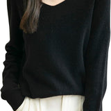 Chanyarn Women's 100% Merino Wool V Neck Sweater 2025 First-Line Ready to Wear Casual Long Sleeve Seamless Knit Sweater