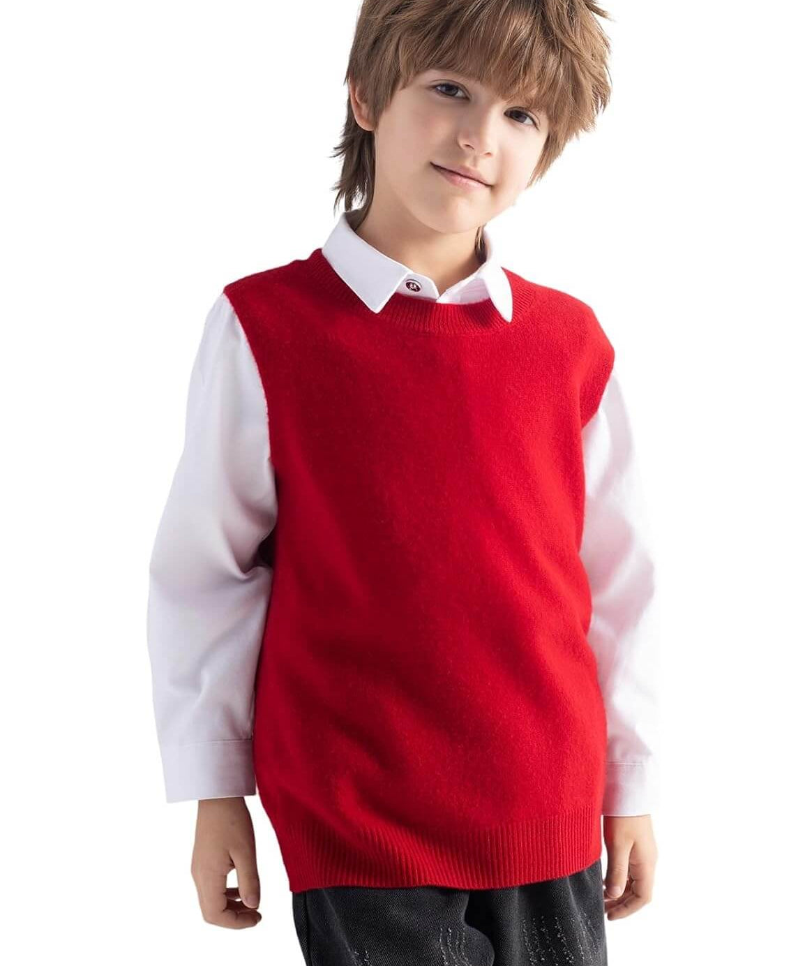 Boys and Girls 100% Merino Wool Cable Crewneck Sweater Vest