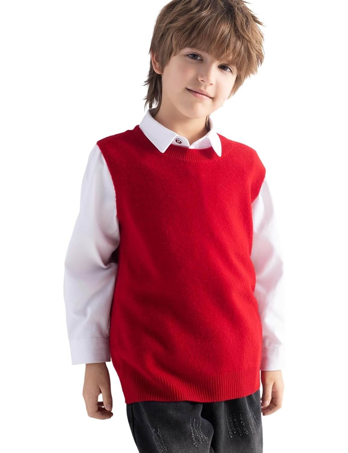 Boys and Girls 100% Merino Wool Cable Crewneck Sweater Vest