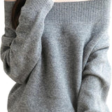 Séter de lana 100% merino de Chanyarn Women 2025 Otoño Invierno Invierno Tops de suéter de hombro Manio largo.