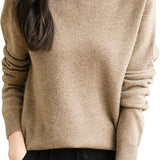 Chanyarn Women's 100% Merino Wool Seamless Sweater Mock Neck First-Line Ready to Wear Long Sleeve Knitted Pullover Tops