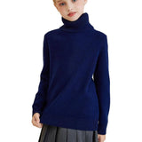 Suéter feminino 100% lã Merino com gola alta sólida