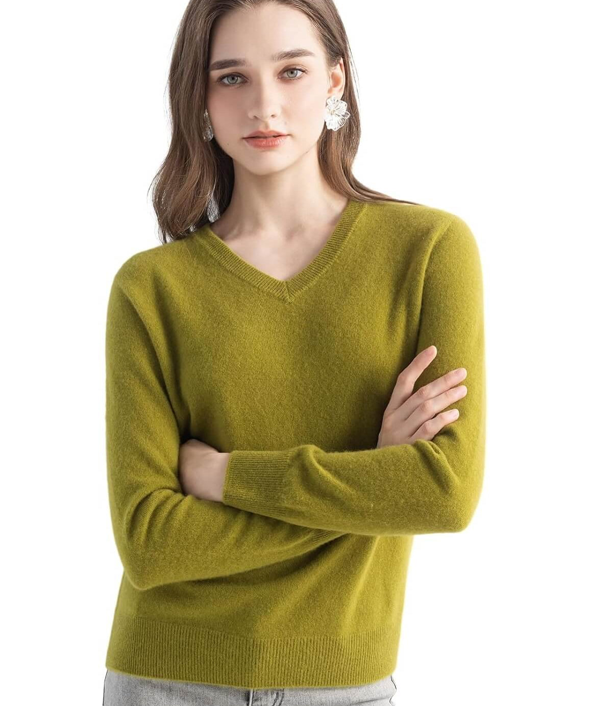 Mongolian Cashmere V-Neck Sweater