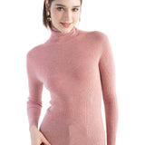 Merino Wool Blend Ribbed Turtleneck Slim Fit Sweater