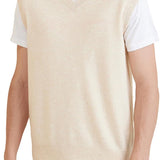 Men's 100% Merino Wool Sweater Vest 2025 Fall Winter Casual Solid V Neck Soft Sleeveless Knitted Sweater Vest