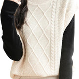 Chanyarn Women's 100% Merino Wool Sweater Vest 2025 Fall Winter Casual Crewneck Cable Sleeveless Knit Sweater Tank Tops