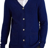 Men's 100% Merino Wool Cardigan Sweater 2025 Fall Winter Casual V Neck Warm Soft Long Sleeve Knitted Sweater