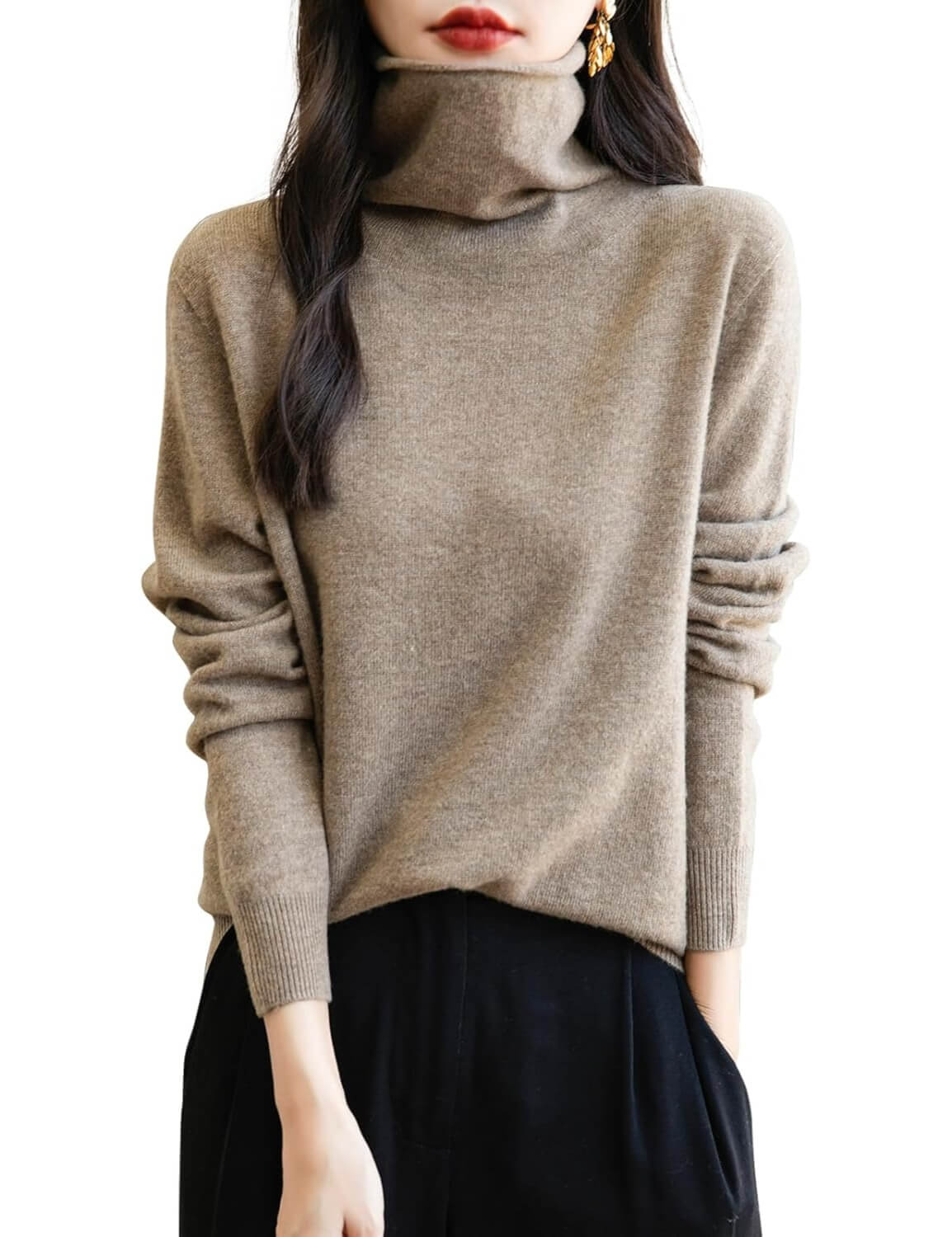 100% Merino Wool Seamless Turtleneck Sweater