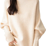 Chanyarn Women's 100% Merino Wool Sweater 2025 Fall Winter Mock Neck Oversized Long Batwing Sleeve Loose Knitted Sweater