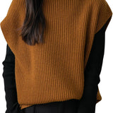 Women's 100% Merino Wool Sweater Vest 2025 Fall Winter Casual Turtleneck Sleeveless Knit Sweater Tank Tops