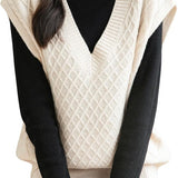 Verser de pull en laine 100% mérinos féminin 2025 Hiver d'hiver Classique V Cable V Cable Câble sans manches Pull à pulls en tricot