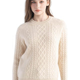 Mongolian Cashmere Cable Crewneck Sweater