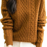 Chanyarn Women's 100% Merino Wool Sweater 2025 Fall Winter Turtleneck Vintage Warm Soft Long Sleeve Cable Knit Sweater