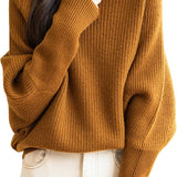 Chanyarn Women's 100% Merino Wool Sweater 2025 Fall Winter Mock Neck Oversized Long Batwing Sleeve Loose Knitted Sweater