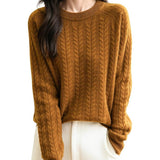 Suéter de malha 100% lã merino com gola redonda