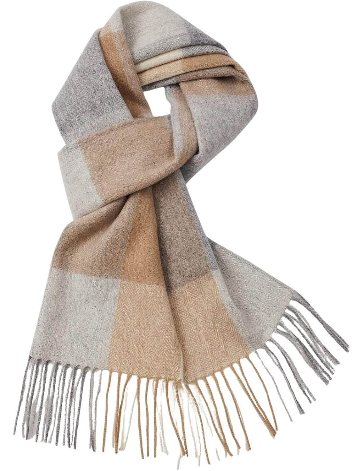 100% Merino Wool Scarf Fall Winter Plaid Ultra-Soft